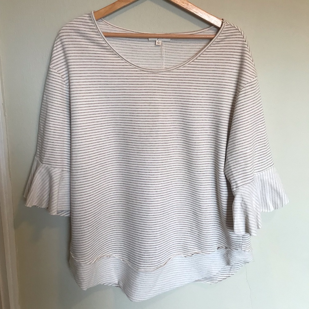Brown & Cream Striped Sweater Size Large